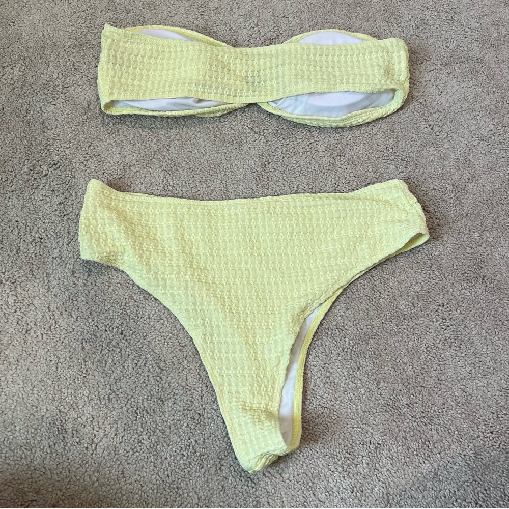 Yellow Textured Bikini Set - Picture 4 of 7